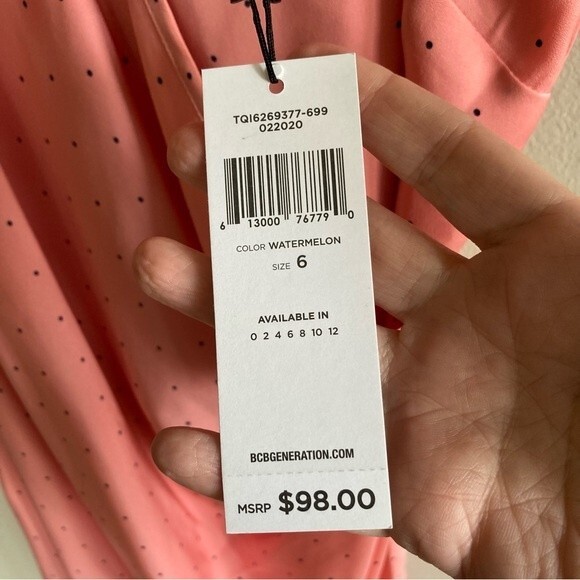 BCBGeneration Womens Pink Polka Dot Dress - New! Size 6 - Picture 4 of 9